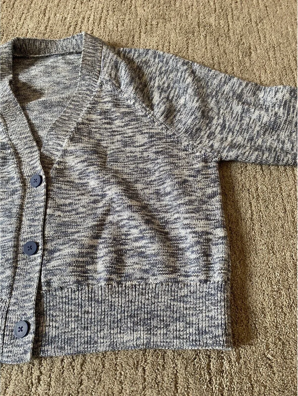 Lululemon Boxy Cardigan Cotton Wool Blend Sweater Blue Heather Large
